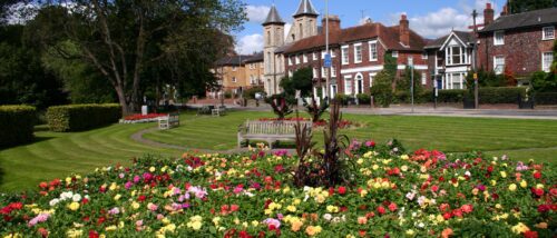 Municipal gardens Flower gardens brighten up the approach to High Wycombe, Buckinghamshire